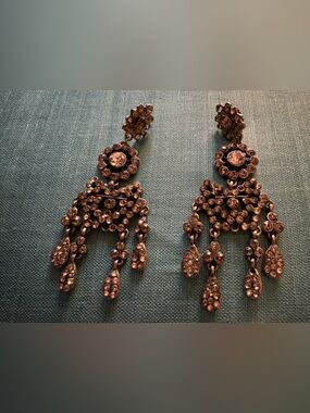 Rhinestone Chandelier Drop Earrings - Silver Tone